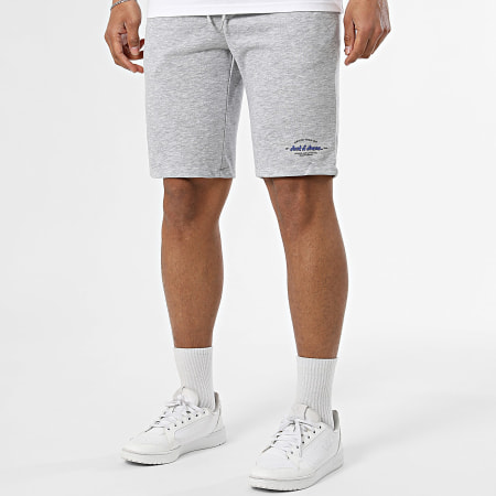 Jack And Jones - Ensemble Tee Shirt Et Short Jogging Brandon Blanc Gris Chiné