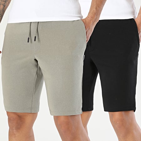 Jack And Jones - Pack de 2 Calções Jogging Gordon Bradley Verde Kaki Preto