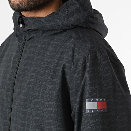 Tommy Jeans - Coupe-Vent Zippé Capuche AOP Packable 2735 Noir