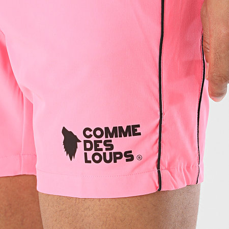 Comme Des Loups - Pantalón Corto de baño Steam Rosa Flúor Negro