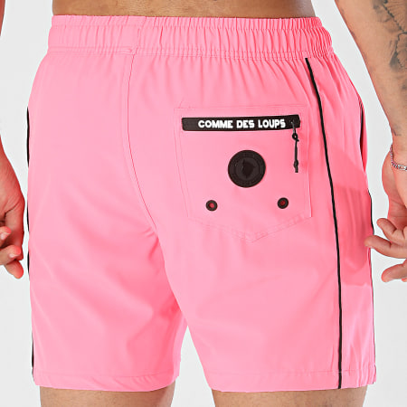 Comme Des Loups - Pantalón Corto de baño Steam Rosa Flúor Negro