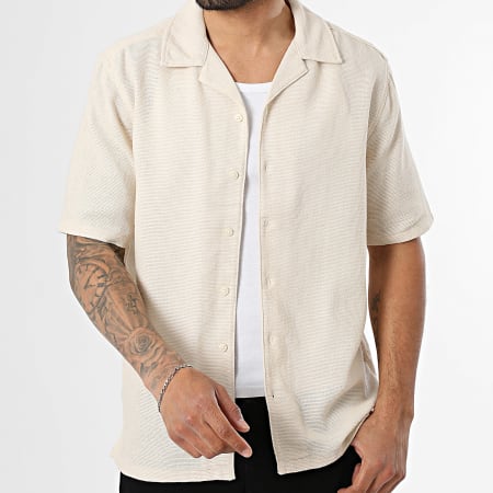 Only And Sons - Chemise Manches Courtes Texturée Trev Life Beige