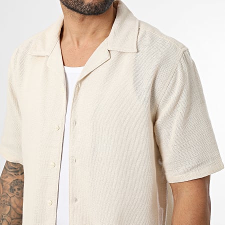 Only And Sons - Chemise Manches Courtes Texturée Trev Life Beige