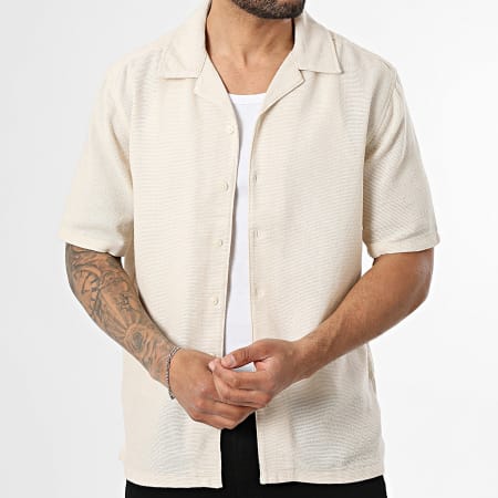 Only And Sons - Chemise Manches Courtes Texturée Trev Life Beige