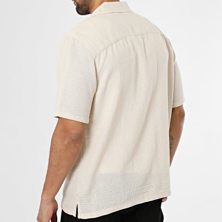 Only And Sons - Chemise Manches Courtes Texturée Trev Life Beige