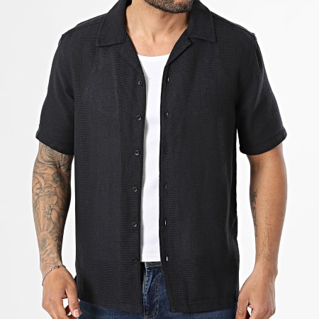 Only And Sons - Chemise Manches Courtes Texturée Trev Life Bleu Marine