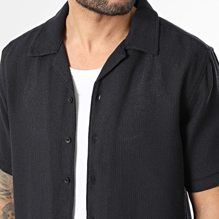 Only And Sons - Chemise Manches Courtes Texturée Trev Life Bleu Marine