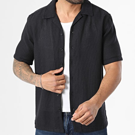 Only And Sons - Chemise Manches Courtes Texturée Trev Life Bleu Marine