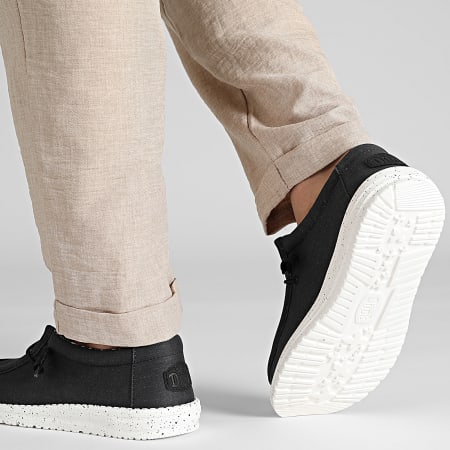 Hey Dude - Mocassins Wally Stretch Canvas Black White