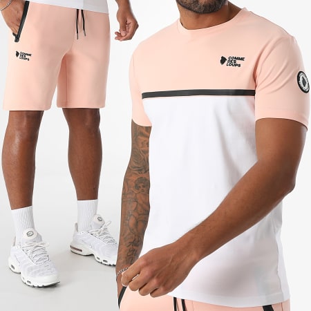 Comme Des Loups - Ensemble Tee Shirt Et Short Jogging Everest Rose Blanc