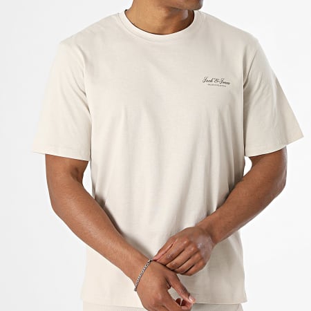 Jack And Jones - Ensemble Tee Shirt Et Short Jogging Archive Graphic Beige