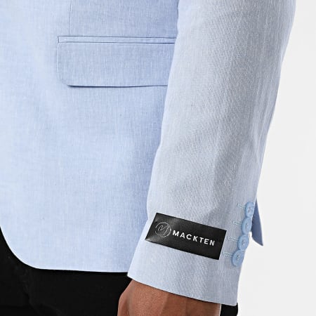 Mackten - Casaco Blazer Slim Linho Azul Claro Mesclado