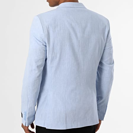 Mackten - Casaco Blazer Slim Linho Azul Claro Mesclado