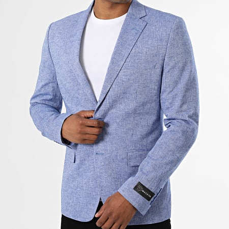 Mackten - Veste Blazer Slim Lin Bleu Roi Chiné
