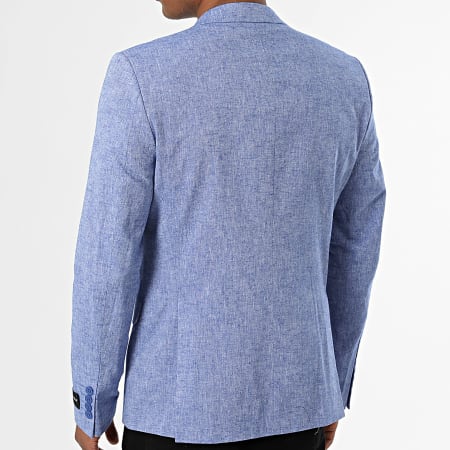 Mackten - Veste Blazer Slim Lin Bleu Roi Chiné