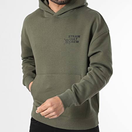 One Piece - Sweat Capuche Relaxed Fineline Vert Kaki