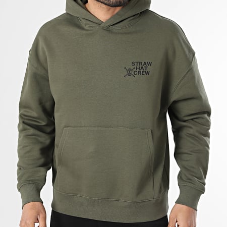 One Piece - Sweat Capuche Relaxed Fineline Vert Kaki