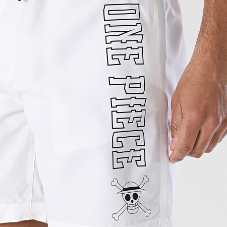 One Piece - Short De Bain Outline Blanc Noir