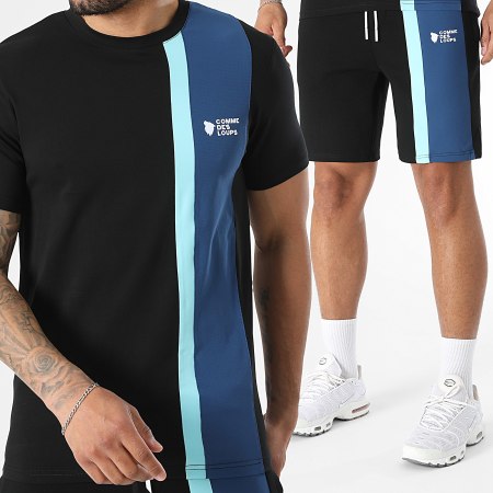 Comme Des Loups - Ensemble Tee Shirt Et Short Jogging Amalfi Noir Bleu