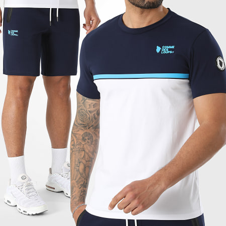 Comme Des Loups - Ensemble Tee Shirt Et Short Jogging Everest Bleu Marine Blanc