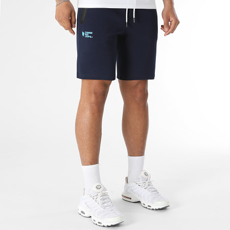 Comme Des Loups - Ensemble Tee Shirt Et Short Jogging Everest Bleu Marine Blanc