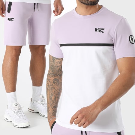 Comme Des Loups - Ensemble Tee Shirt Et Short Jogging Everest Violet Blanc