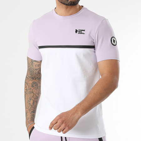 Comme Des Loups - Ensemble Tee Shirt Et Short Jogging Everest Violet Blanc