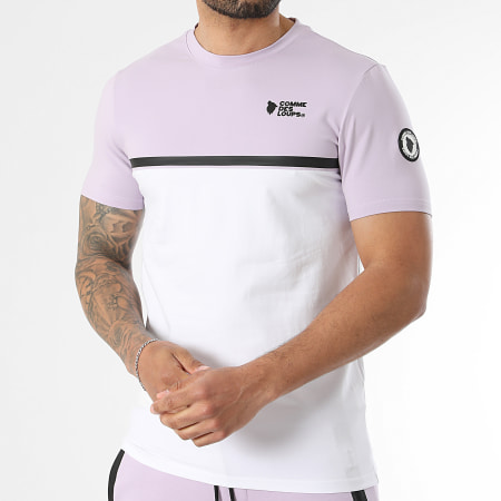 Comme Des Loups - Ensemble Tee Shirt Et Short Jogging Everest Violet Blanc