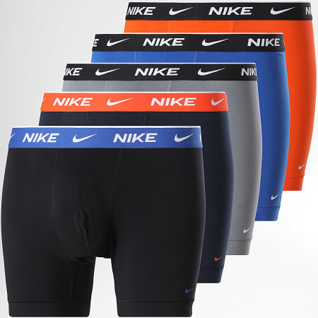 Nike - Pack de 5 Boxers Dri-Fit Essential Cotton Stretch KE1296 Negro Naranja Azul Gris