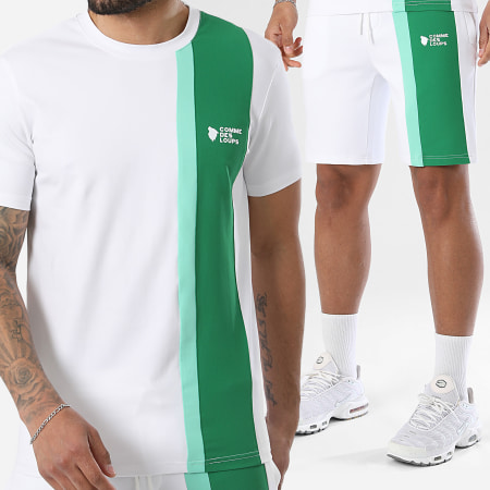 Comme Des Loups - Ensemble Tee Shirt Et Short Jogging Amalfi Blanc Vert