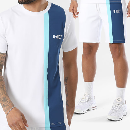 Comme Des Loups - Ensemble Tee Shirt Et Short Jogging Amalfi Blanc Bleu