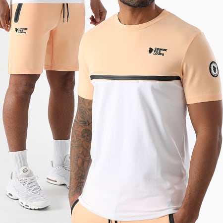 Comme Des Loups - Ensemble Tee Shirt Et Short Jogging Everest Orange Clair Blanc