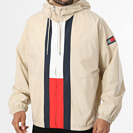 Tommy Jeans - Coupe-Vent Capuche Zippé Chicago Flag 2736 Beige