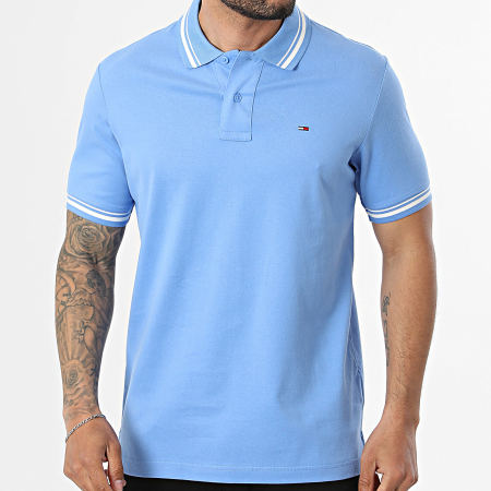 Tommy Jeans - Polo Manches Courtes Regular Fit Tipped 2700 Bleu Clair