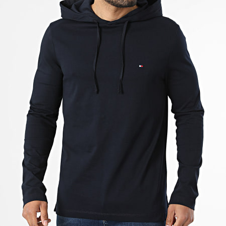 Tommy Hilfiger - Tee Shirt Manches Longues Capuche New Hooded 3117 Bleu Marine