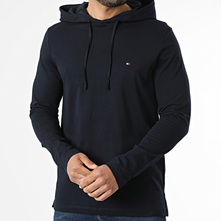 Tommy Hilfiger - Tee Shirt Manches Longues Capuche New Hooded 3117 Bleu Marine