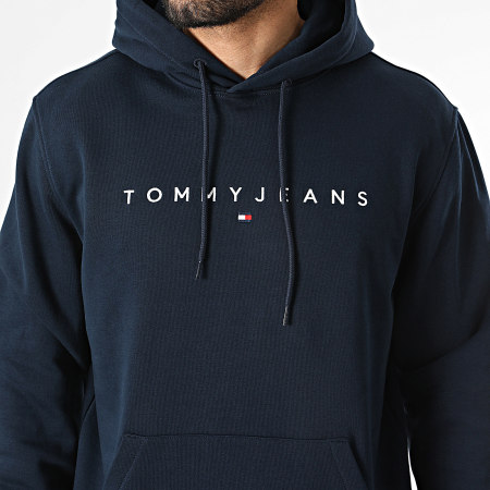 Tommy Jeans - Sweat Capuche Linear Logo 0746 Bleu Marine Foncé