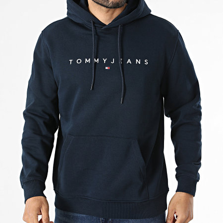Tommy Jeans - Sweat Capuche Linear Logo 0746 Bleu Marine Foncé