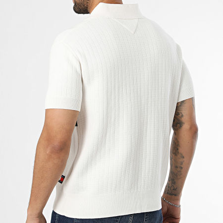 Tommy Jeans - Polo Manches Courtes Maille Knitted 3018 Beige Vert
