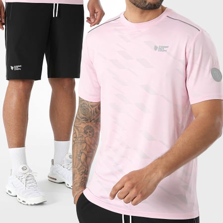Comme Des Loups - Ensemble Tee Shirt Et Short Jogging Delta Rose Noir