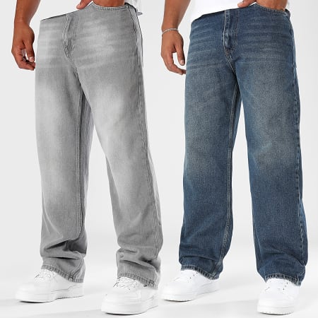 LBO - Pack de 2 Vaqueros Baggy Anchos 3883 3395 Azul Oscuro Denim Gris
