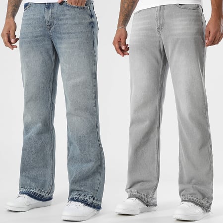 LBO - Lot De 2 Jeans Flare 3982 4095 Gris Clair Denim Bleu Denim Wash