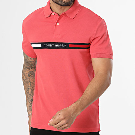 Tommy Hilfiger - Polo Manches Courtes Hilfiger Chest Insert 8130 Rouge