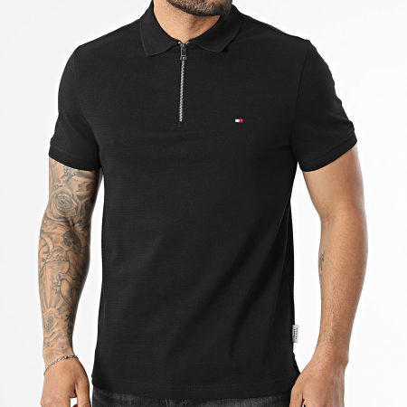 Tommy Hilfiger - Polo Manches Courtes Col Zippé Airdot 2762 Noir