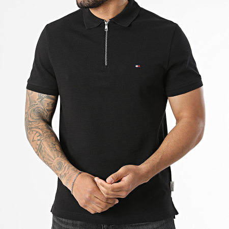 Tommy Hilfiger - Polo Manches Courtes Col Zippé Airdot 2762 Noir