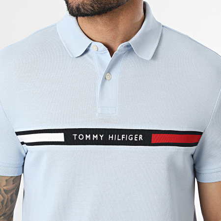 Tommy Hilfiger - Polo Manches Courtes Hilfiger Chest Insert 8130 Bleu Clair