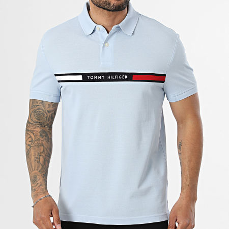 Tommy Hilfiger - Polo Manches Courtes Hilfiger Chest Insert 8130 Bleu Clair