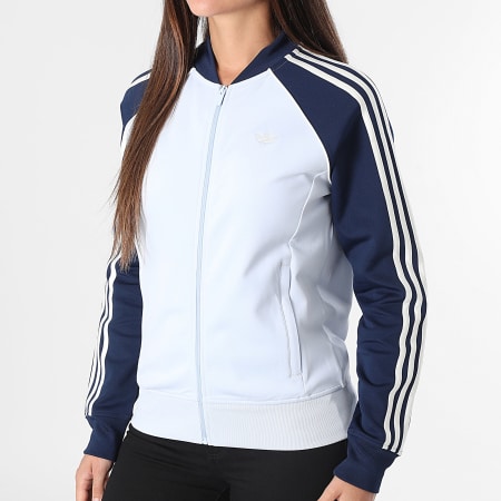 Adidas Originals - Veste Zippée A Bandes Femme SST TT KD3784 Bleu Clair Bleu Marine