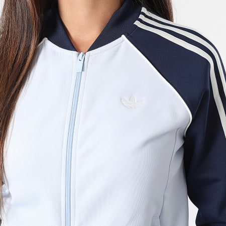 Adidas Originals - Veste Zippée A Bandes Femme SST TT KD3784 Bleu Clair Bleu Marine