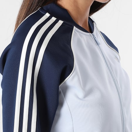 Adidas Originals - Veste Zippée A Bandes Femme SST TT KD3784 Bleu Clair Bleu Marine